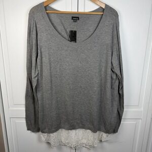 Torrid Sweater Women's Size‎ 3 Long Sleeve Scoop Neck Open Back Cream Lace New